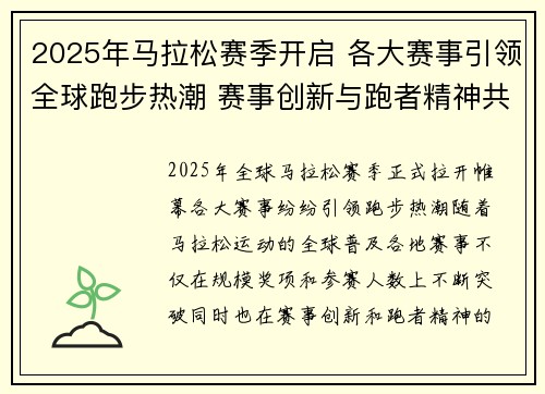 2025年马拉松赛季开启 各大赛事引领全球跑步热潮 赛事创新与跑者精神共融